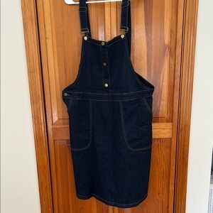 Agnes Orinda Denim Overall Knee Length Dress NWT 2X